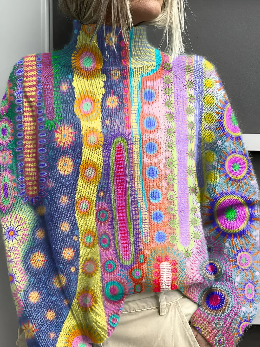 Bethy™ Kolorowy sweter z kaszmiru z golfem